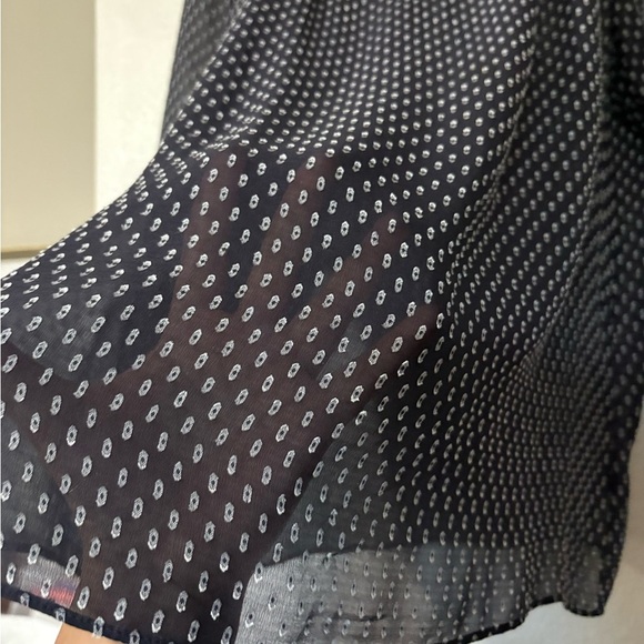 Rebecca Taylor Sheer, Feminine Navy Blue and White Clip Dot Silk/Viscose Blouse - Picture 5 of 15